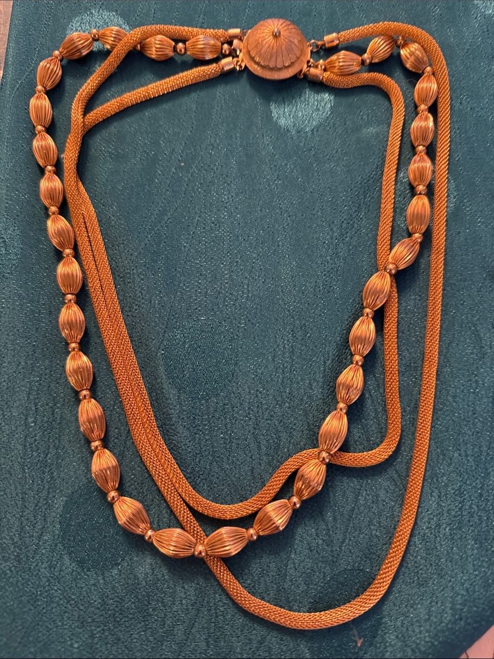 Vintage Layered Bead Necklace in Burnt Copper